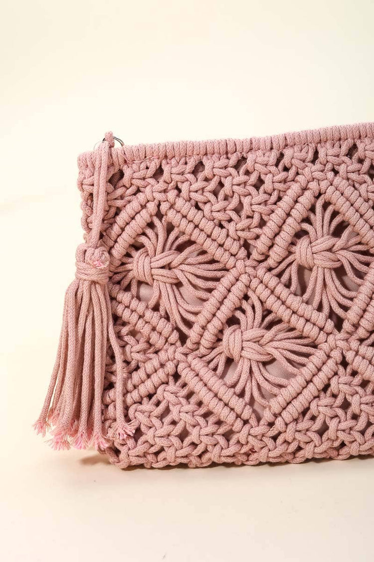Crochet Clutch Tassel Bag