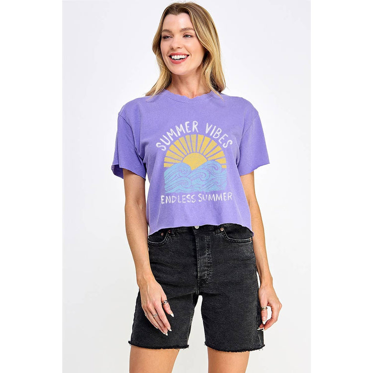 SUMMER VIBES GRAPHIC CROP TOP