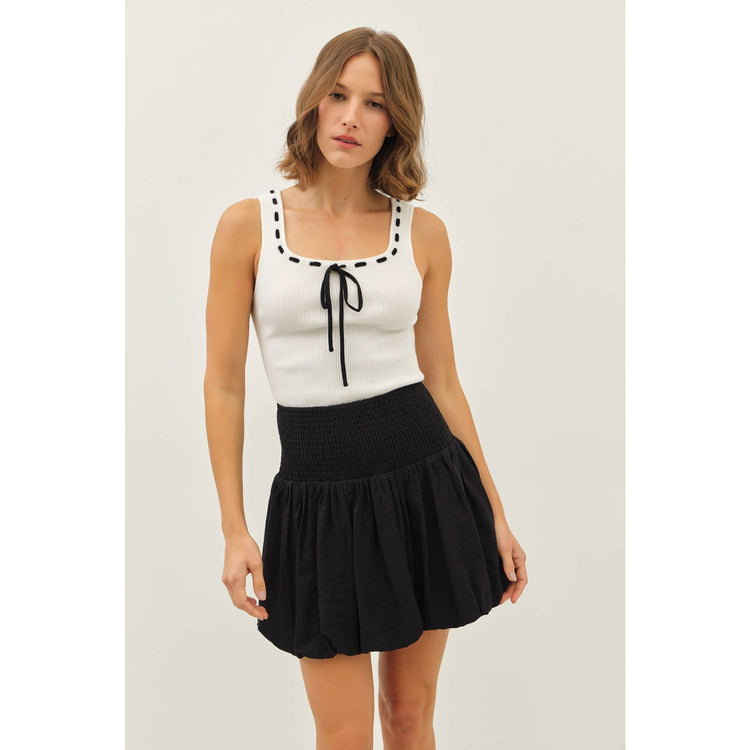 CONTRAST STITCH RIBBED SWEATER TANK TOP