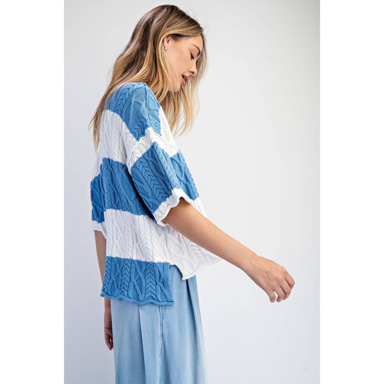OVERSIZED WIDE STRIPE SWEATER TOP