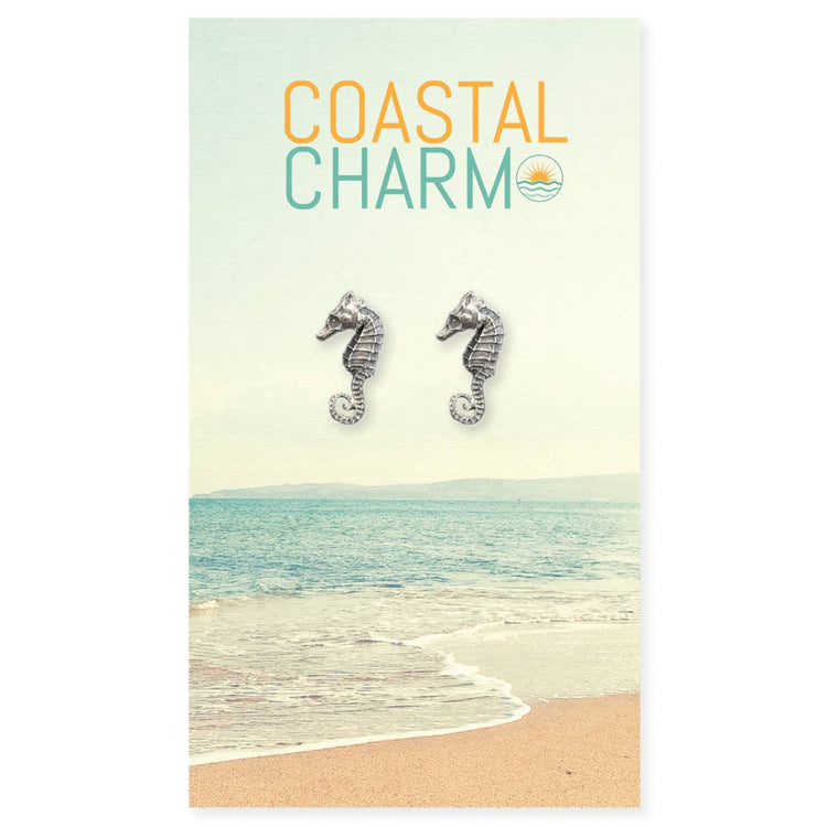 Coastal Charm Silver Seahorse Post Earrings