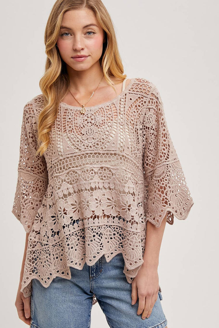 Sheer CROCHET TOP WITH NO LINING