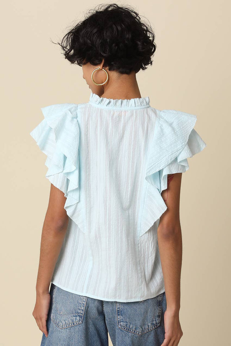 Elodie Ruffle-Trim Tie Blouse