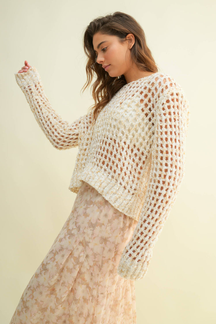 OPEN WEAVED LIGHTWEIGHT SWEATER