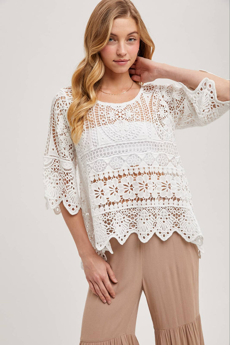 Sheer CROCHET TOP WITH NO LINING