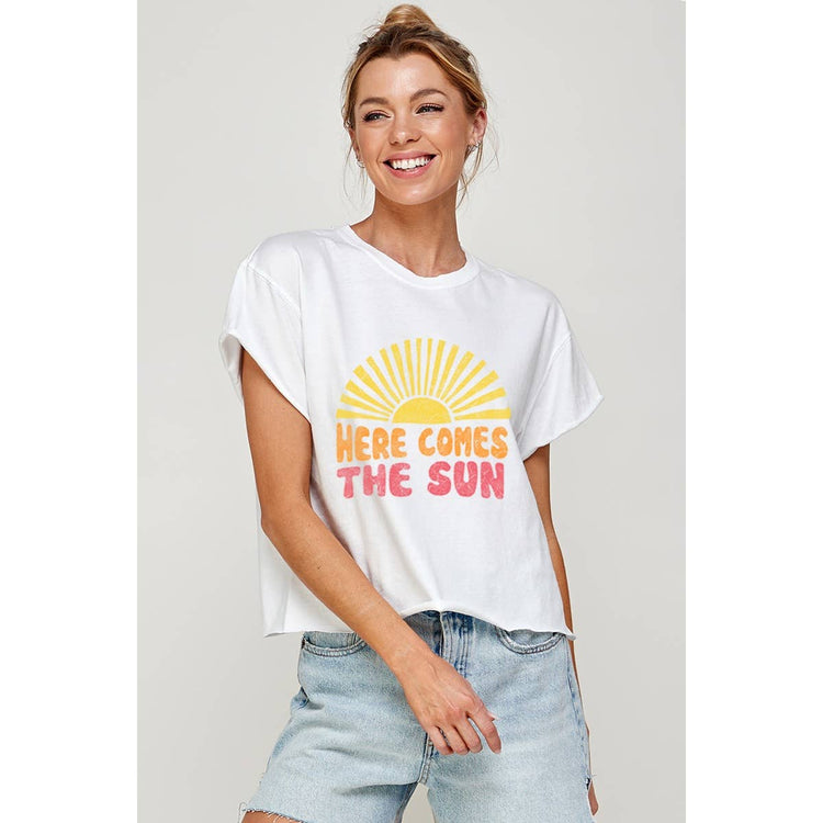 HERE COMES THE SUN GRAPHIC CROP TOP