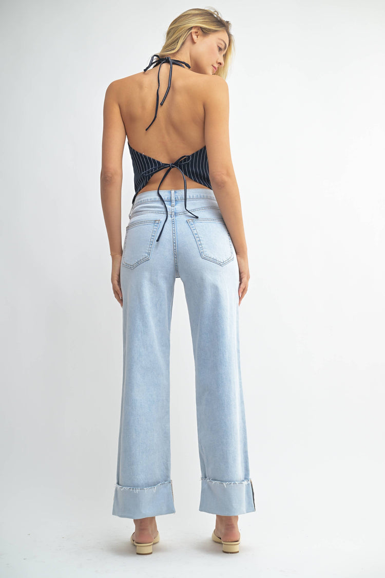 Cuffed Wide Ankle Relaxed Jeans