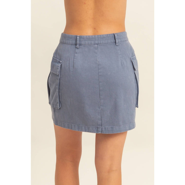 Mineral Washed Cargo Mini Skirt