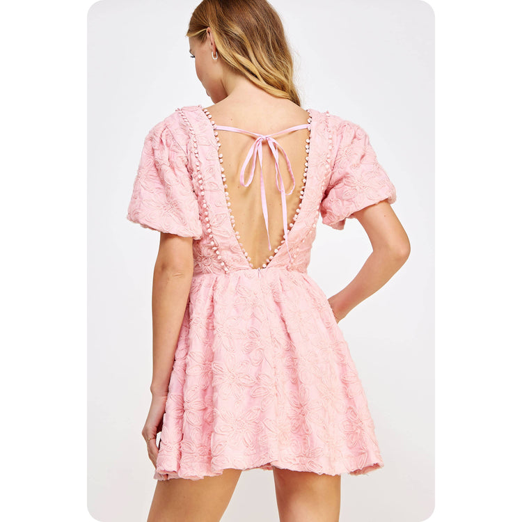 Floral Textured Tulle Mini Dress