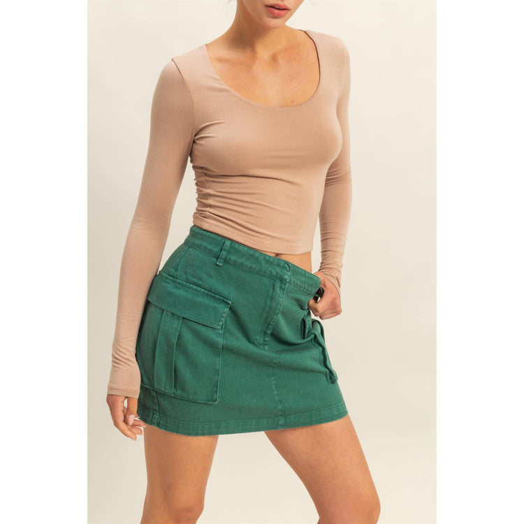 Mineral Washed Cargo Mini Skirt