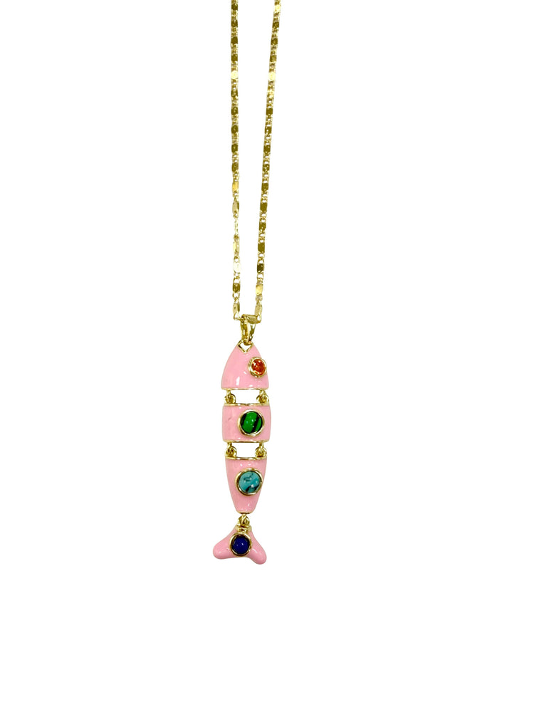 Pisces Fish Necklace- Pink