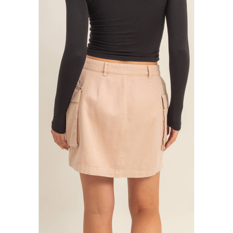 Mineral Washed Cargo Mini Skirt