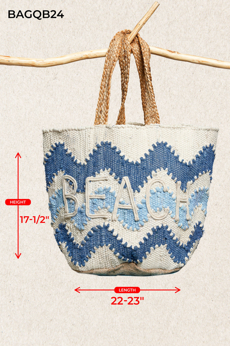 Beach Letter Woven Braided Tote Bag