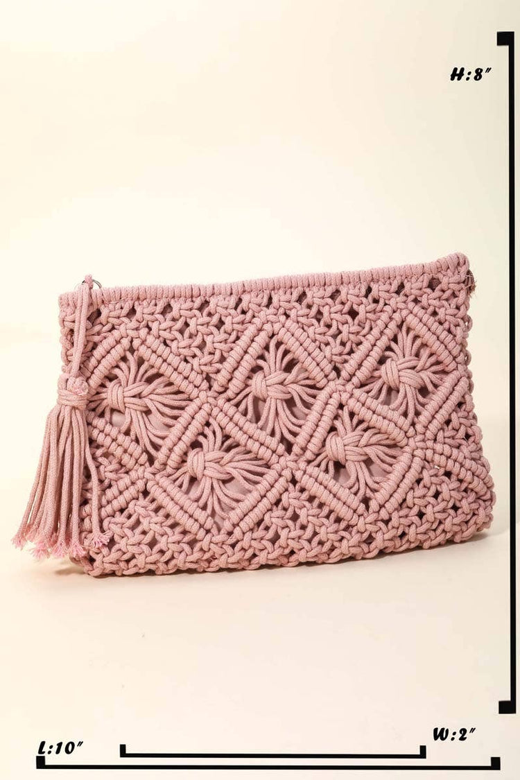 Crochet Clutch Tassel Bag