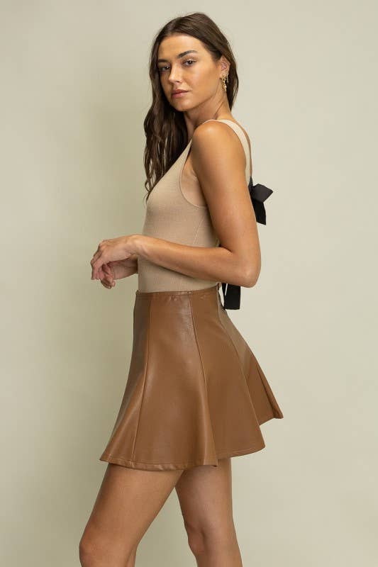Faux Leather A-Line Mini Skirt