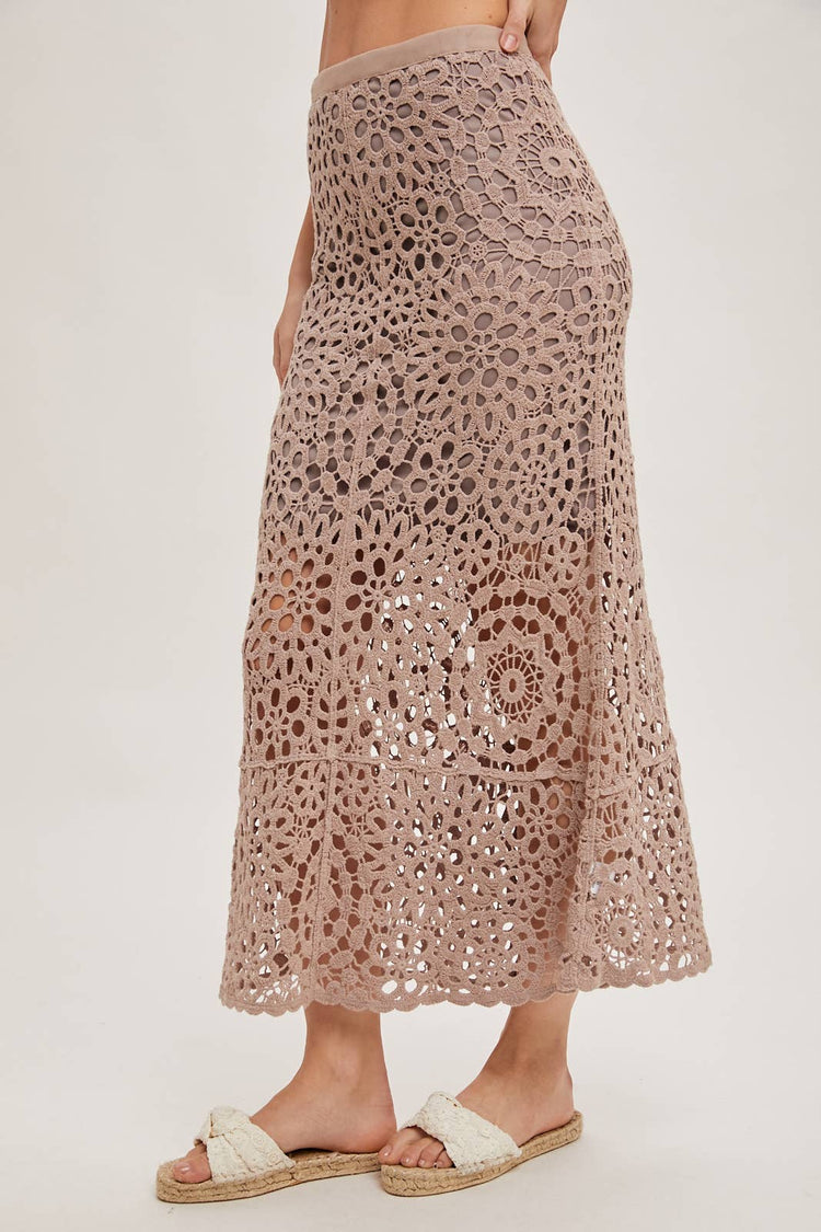 CROCHET MIDI SKIRT WITH LINING