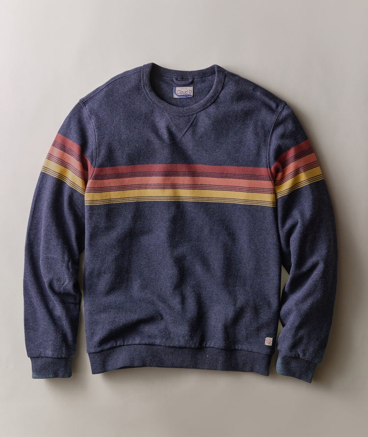 Relaxed Cloud 9 Terry Crewneck Navy Sunset Stripe