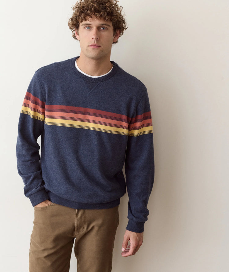 Relaxed Cloud 9 Terry Crewneck Navy Sunset Stripe