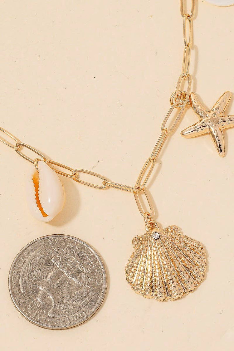 Mixed Sea Life Charms Chain Necklace