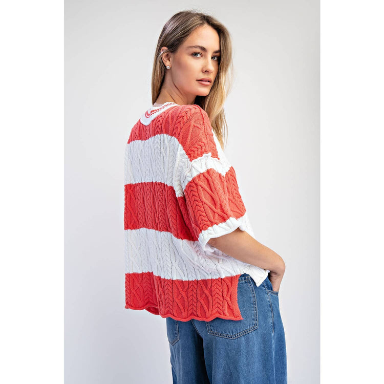 OVERSIZED WIDE STRIPE SWEATER TOP