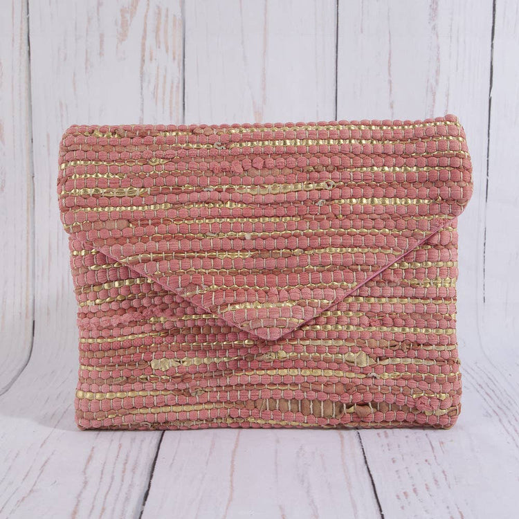 Woven Metallic Thread Envelope Clutch Bag