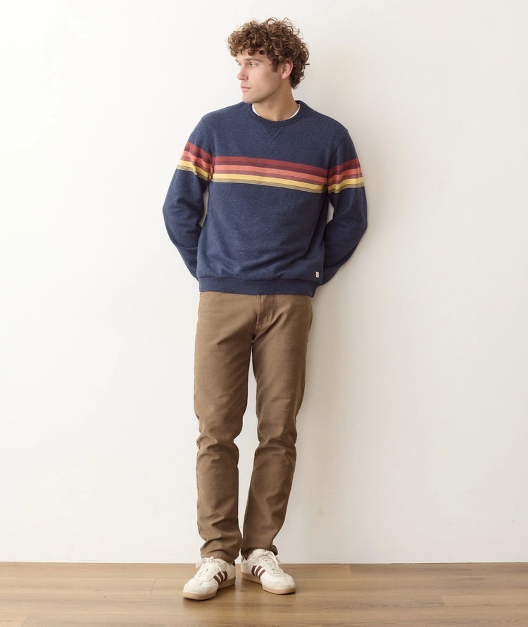 Relaxed Cloud 9 Terry Crewneck Navy Sunset Stripe