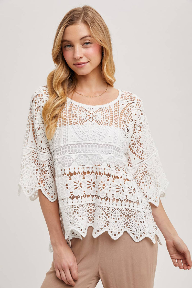 Sheer CROCHET TOP WITH NO LINING