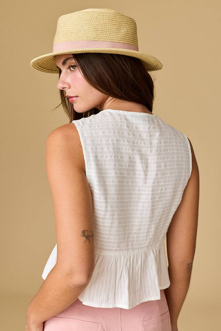 River Sleeveless Triple Bow Self Tie Top