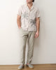 Cream and Green Palm Embroidered Resort Shirt