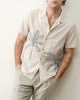 Cream and Green Palm Embroidered Resort Shirt