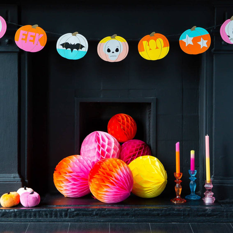 Orange & Pink Paper Decorations | 2 Pack | Fall Décor |