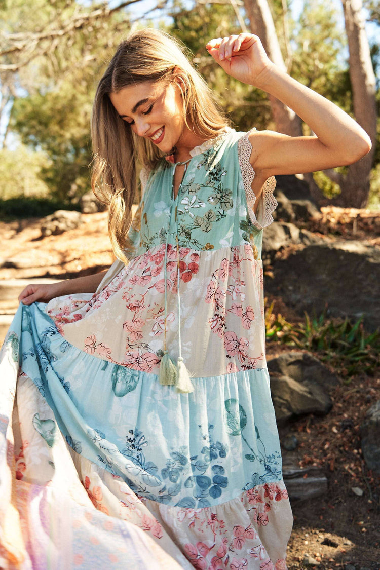 Floral Lace Edge Maxi Dress