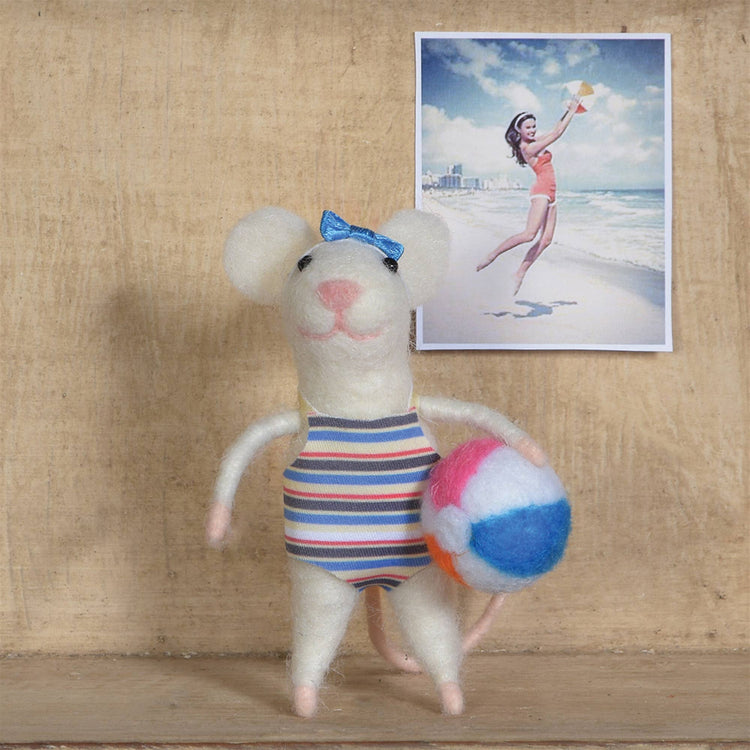 Felt Swimmer Gal Mouse Ornament