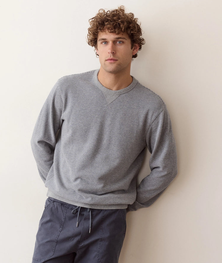 Relaxed Cloud 9 Terry Crewneck Heather Grey Stripe