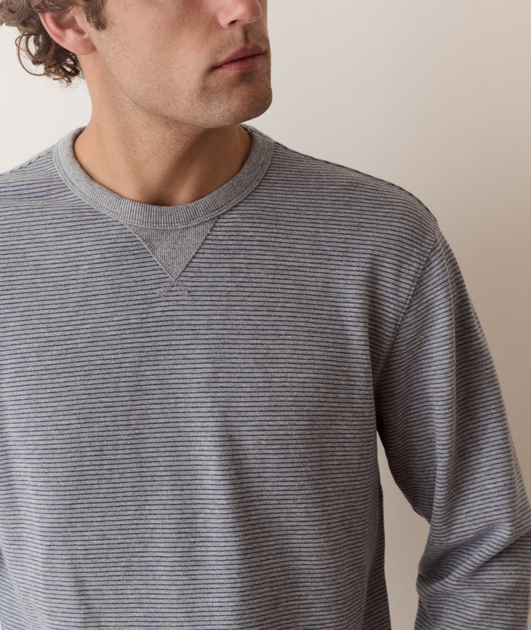 Relaxed Cloud 9 Terry Crewneck Heather Grey Stripe