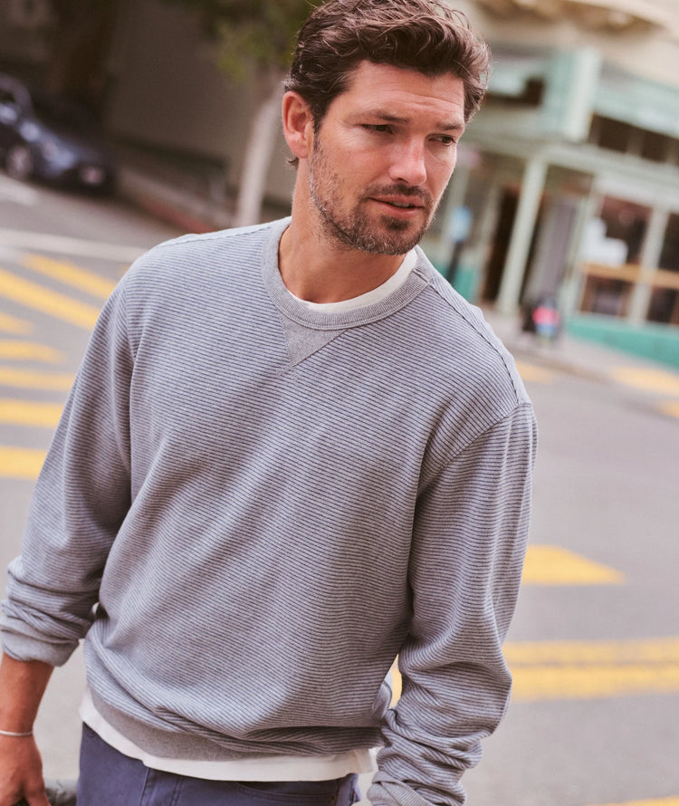 Relaxed Cloud 9 Terry Crewneck Heather Grey Stripe