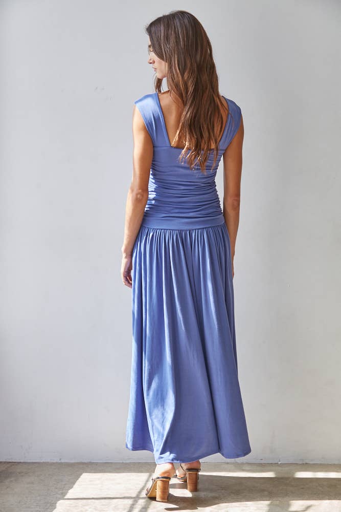 Knit Polyester Spandex Ruched Side Sleeveless Dress