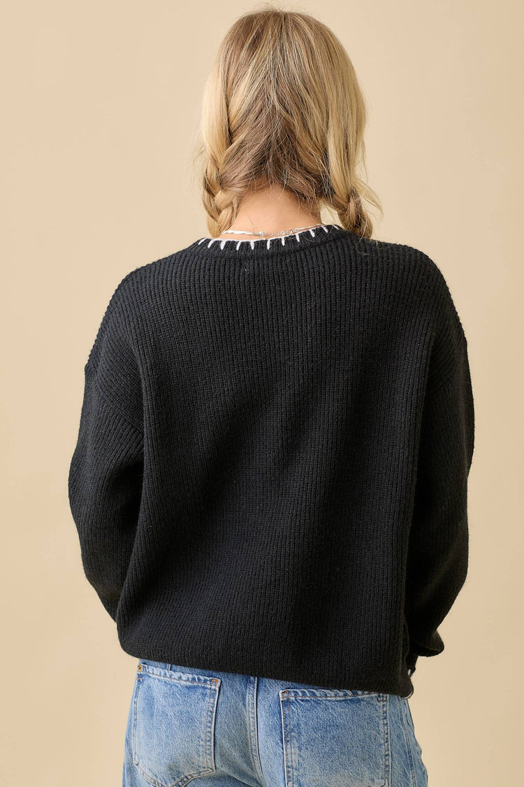 Halloween "Boo" Sweater With 3D Braided Writing