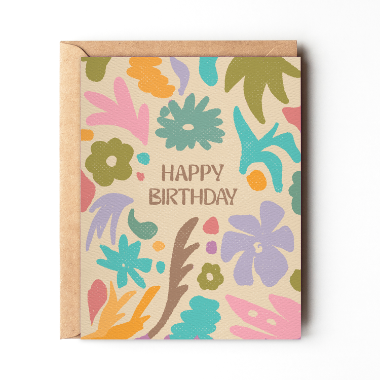 Bright boho birthday card - Happy birthday card
