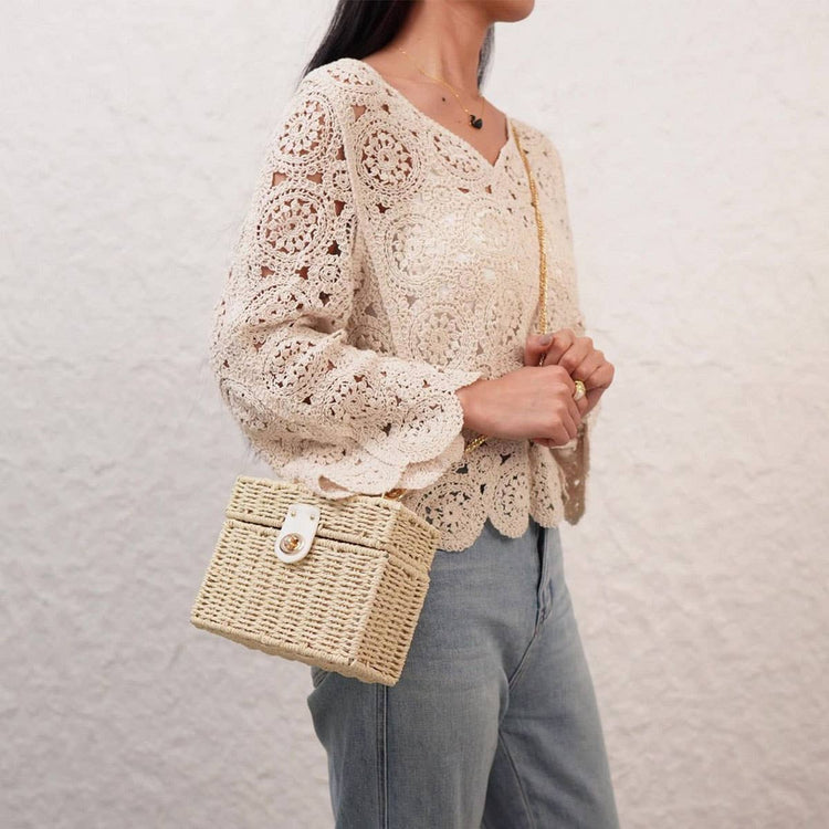 DUAL-PURPOSE LEISURE PAPER ROPE WOVEN BAG