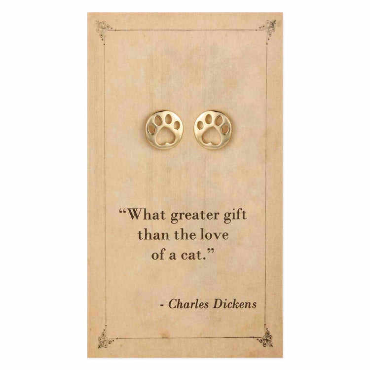 Literary Quotes Cat Post Earrings