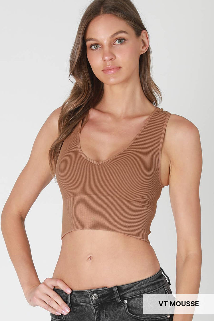 Vintage Plunge V-Neck Seamless Crop Top