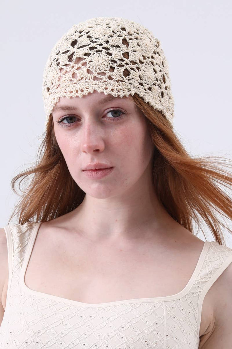 Crochet Lace Beanie – Handmade Open Knit Cap