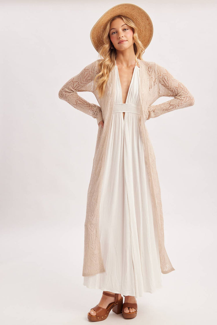 OPEN-KNIT MAXI LONGLINE CARDIGAN