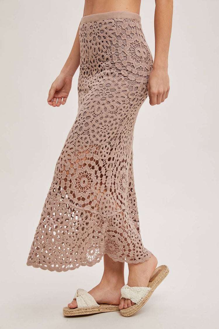 CROCHET MIDI SKIRT WITH LINING