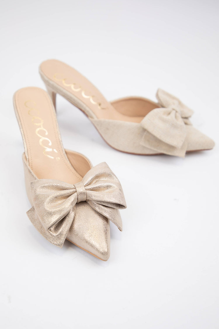 CAROL BIG BOW ON POINTED-TOE KITTEN HEEL