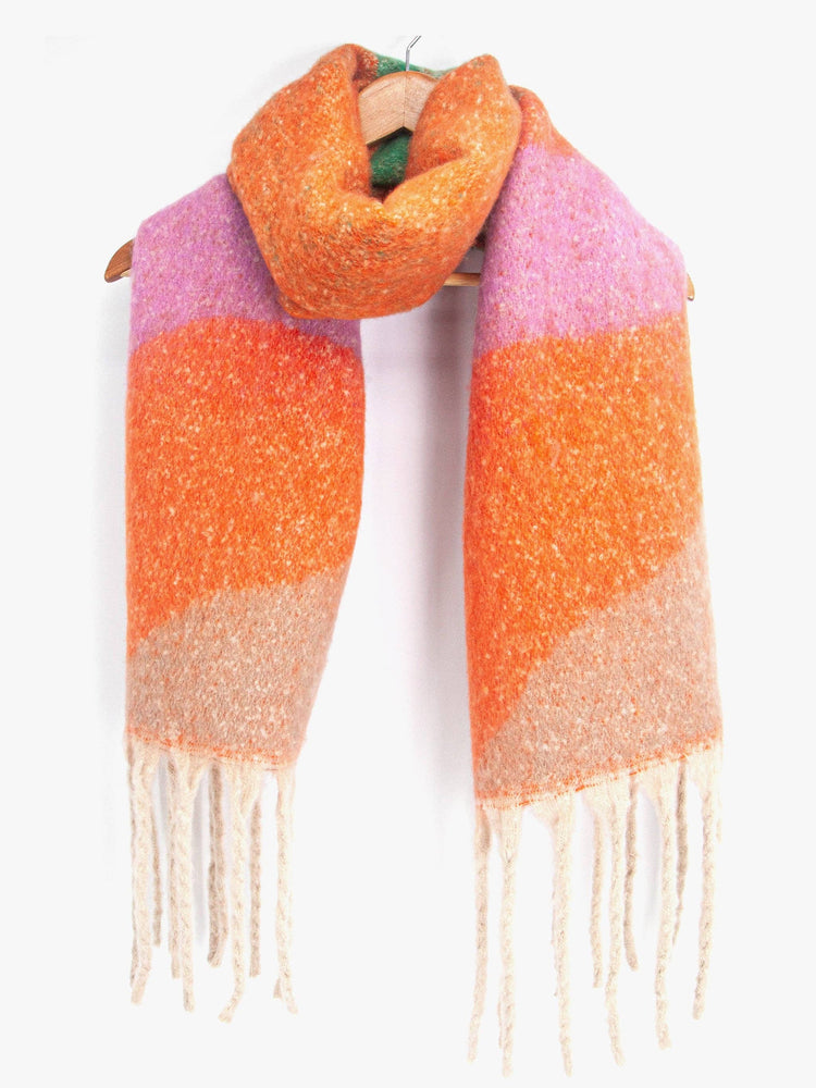 Camden Heavyweight Scarf - Orange/Green, Wave Colour Block