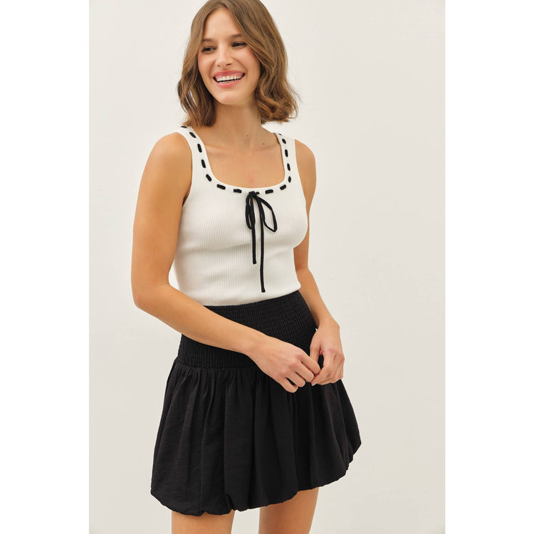 CONTRAST STITCH RIBBED SWEATER TANK TOP