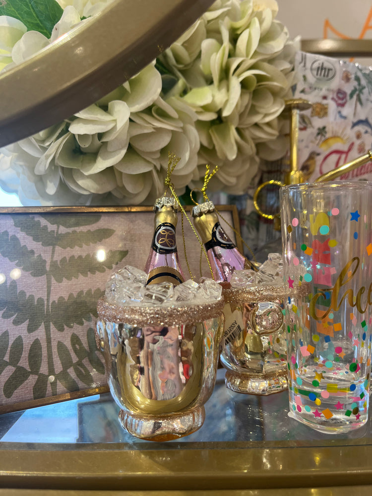 Glass Champagne Bottle Ornament