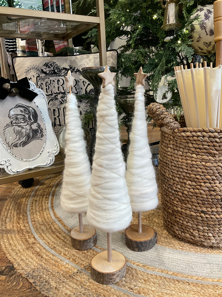 Wool Christmas Tree with Star and Wood Base